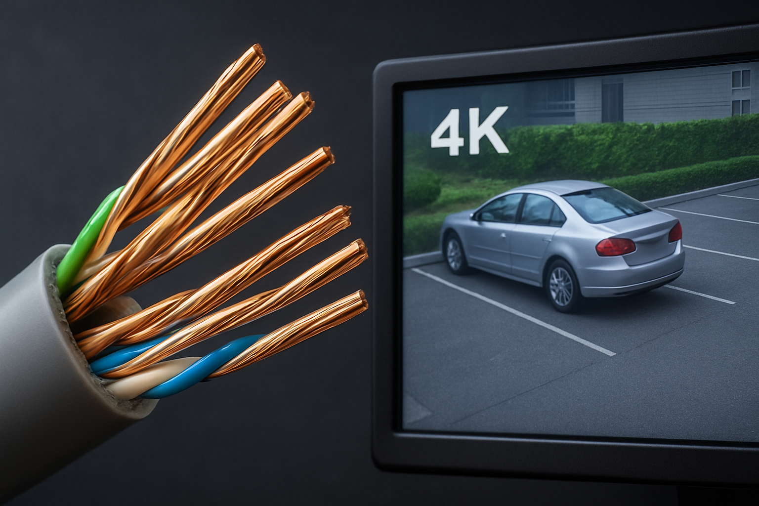 كابلات CAT6 المعتمدة: لا تضحي بالجودة! كيف يؤثر نوع الكابل مباشرة على وضوح صورة كاميرا الـ 4K وسرعة شبكة مكتبك؟